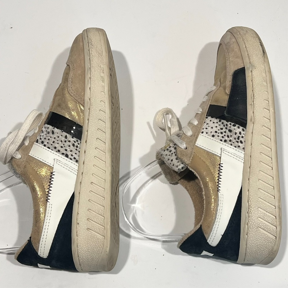 Gola Grandslam Mode Women's 7 Gold Animal Print Metallic Colorblock Sneakers - Picture 7 of 9